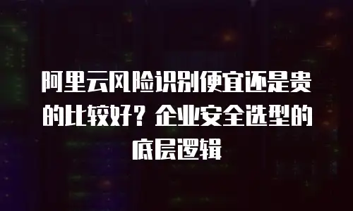 阿里云风险识别便宜还是贵的比较好？企业安全选型的底层逻辑