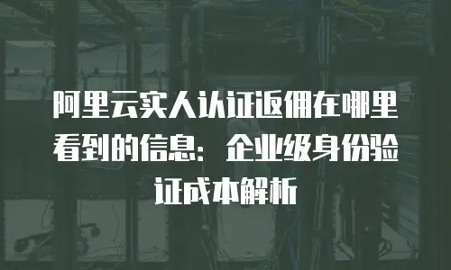 阿里云实人认证返佣在哪里看到的信息：企业级身份验证成本解析