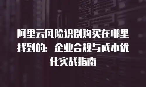 阿里云风险识别购买在哪里找到的：企业合规与成本优化实战指南
