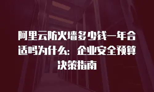 阿里云防火墙多少钱一年合适吗为什么：企业安全预算决策指南