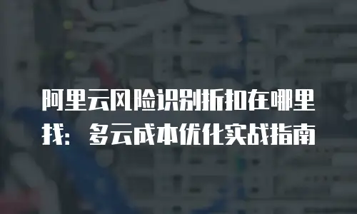阿里云风险识别折扣在哪里找：多云成本优化实战指南