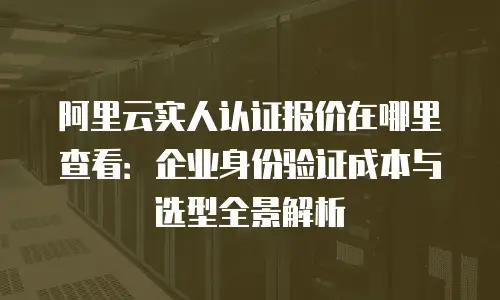 阿里云实人认证报价在哪里查看：企业身份验证成本与选型全景解析