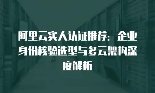 阿里云实人认证推荐：企业身份核验选型与多云架构深度解析