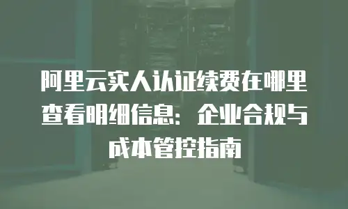 阿里云实人认证续费在哪里查看明细信息：企业合规与成本管控指南