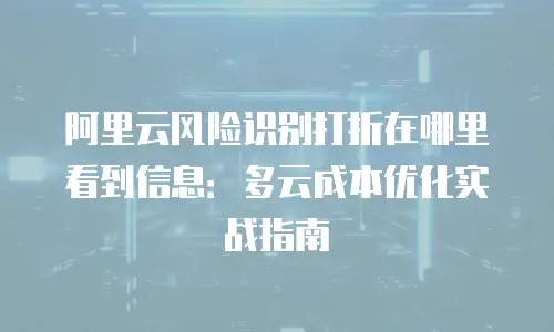 阿里云风险识别打折在哪里看到信息：多云成本优化实战指南