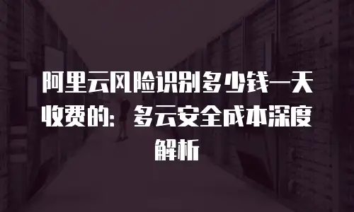 阿里云风险识别多少钱一天收费的：多云安全成本深度解析