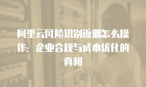 阿里云风险识别返佣怎么操作：企业合规与成本优化的真相