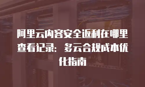 阿里云内容安全返利在哪里查看记录：多云合规成本优化指南
