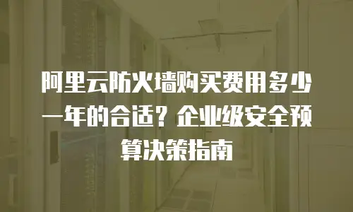阿里云防火墙购买费用多少一年的合适？企业级安全预算决策指南