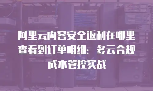 阿里云内容安全返利在哪里查看到订单明细：多云合规成本管控实战