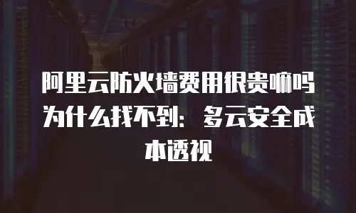 阿里云防火墙费用很贵嘛吗为什么找不到：多云安全成本透视