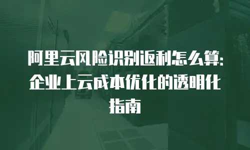 阿里云风险识别返利怎么算：企业上云成本优化的透明化指南