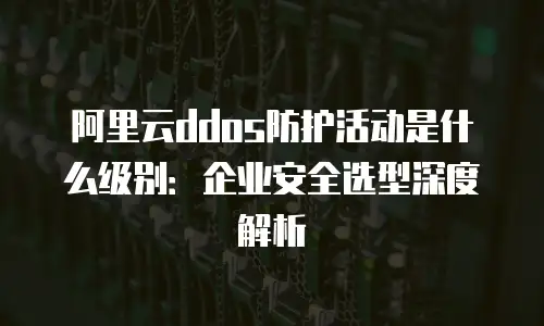 阿里云ddos防护活动是什么级别：企业安全选型深度解析