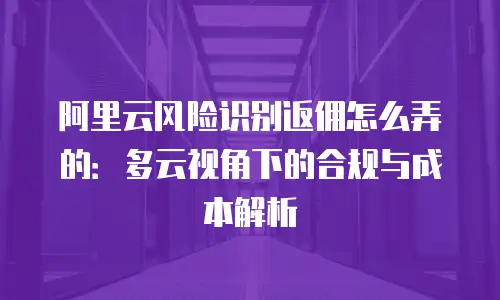阿里云风险识别返佣怎么弄的：多云视角下的合规与成本解析