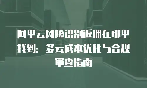 阿里云风险识别返佣在哪里找到：多云成本优化与合规审查指南