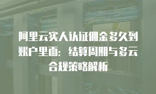 阿里云实人认证佣金多久到账户里面：结算周期与多云合规策略解析