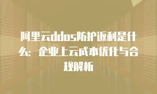 阿里云ddos防护返利是什么：企业上云成本优化与合规解析