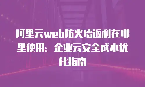 阿里云web防火墙返利在哪里使用：企业云安全成本优化指南