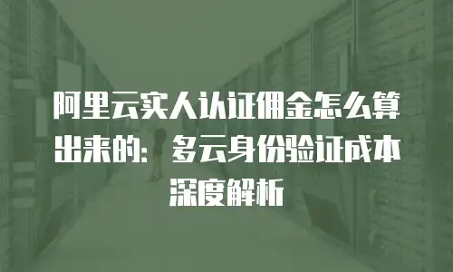 阿里云实人认证佣金怎么算出来的：多云身份验证成本深度解析