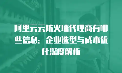 阿里云云防火墙代理商有哪些信息：企业选型与成本优化深度解析