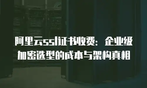 阿里云ssl证书收费：企业级加密选型的成本与架构真相