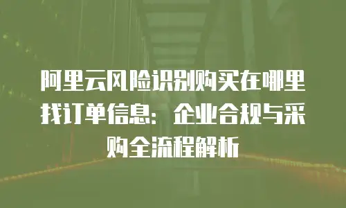 阿里云风险识别购买在哪里找订单信息：企业合规与采购全流程解析