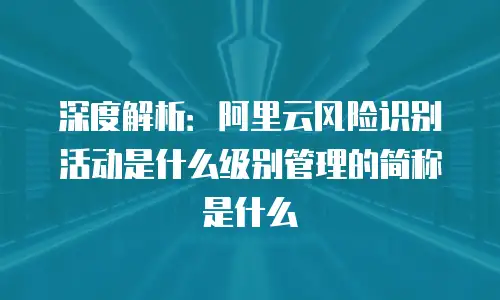 深度解析：阿里云风险识别活动是什么级别管理的简称是什么
