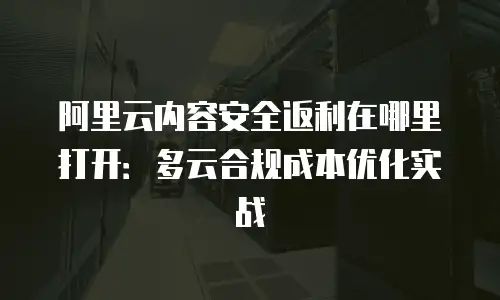 阿里云内容安全返利在哪里打开：多云合规成本优化实战