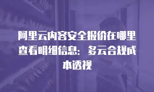 阿里云内容安全报价在哪里查看明细信息：多云合规成本透视