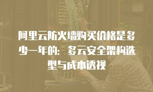 阿里云防火墙购买价格是多少一年的：多云安全架构选型与成本透视