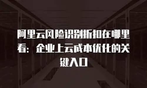 阿里云风险识别折扣在哪里看：企业上云成本优化的关键入口