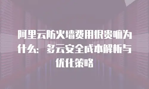 阿里云防火墙费用很贵嘛为什么：多云安全成本解析与优化策略