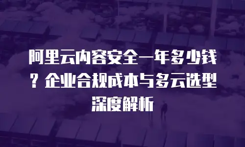 阿里云内容安全一年多少钱？企业合规成本与多云选型深度解析