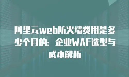 阿里云web防火墙费用是多少个月的：企业WAF选型与成本解析