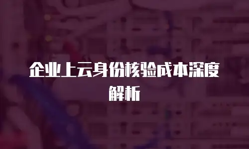 企业上云身份核验成本深度解析