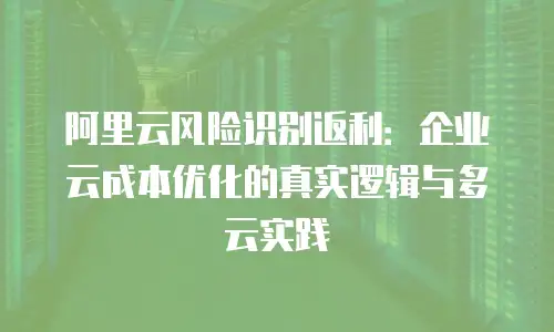 阿里云风险识别返利：企业云成本优化的真实逻辑与多云实践