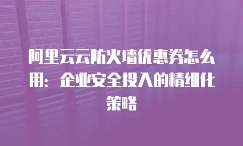 阿里云云防火墙优惠券怎么用：企业安全投入的精细化策略