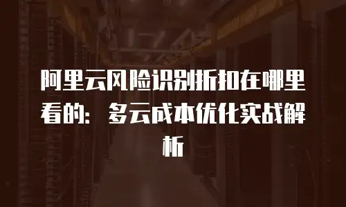 阿里云风险识别折扣在哪里看的：多云成本优化实战解析