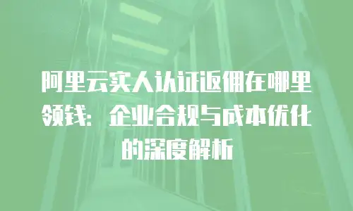 阿里云实人认证返佣在哪里领钱：企业合规与成本优化的深度解析