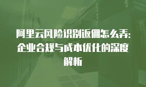 阿里云风险识别返佣怎么弄：企业合规与成本优化的深度解析