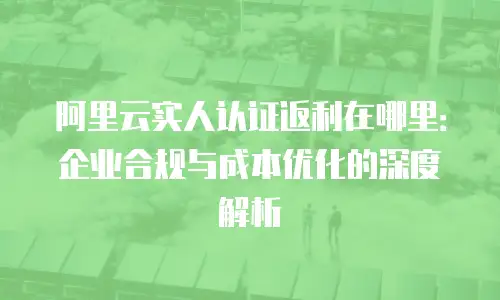 阿里云实人认证返利在哪里：企业合规与成本优化的深度解析