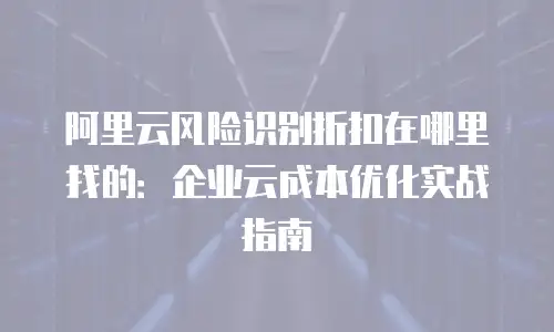 阿里云风险识别折扣在哪里找的：企业云成本优化实战指南