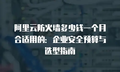 阿里云防火墙多少钱一个月合适用的：企业安全预算与选型指南