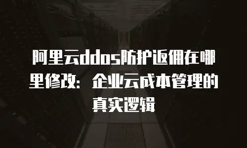 阿里云ddos防护返佣在哪里修改：企业云成本管理的真实逻辑