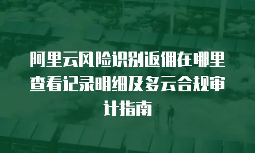 阿里云风险识别返佣在哪里查看记录明细及多云合规审计指南