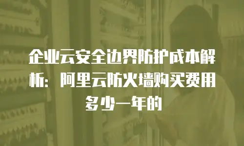 企业云安全边界防护成本解析：阿里云防火墙购买费用多少一年的