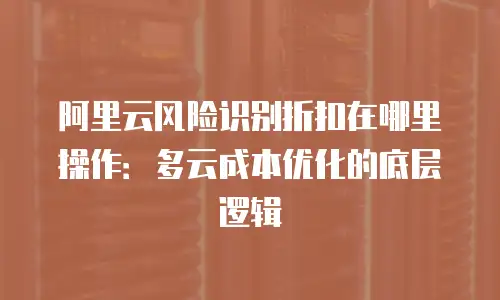 阿里云风险识别折扣在哪里操作：多云成本优化的底层逻辑