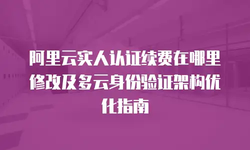 阿里云实人认证续费在哪里修改及多云身份验证架构优化指南