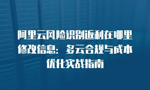 阿里云风险识别返利在哪里修改信息：多云合规与成本优化实战指南