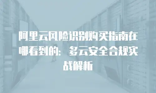 阿里云风险识别购买指南在哪看到的：多云安全合规实战解析